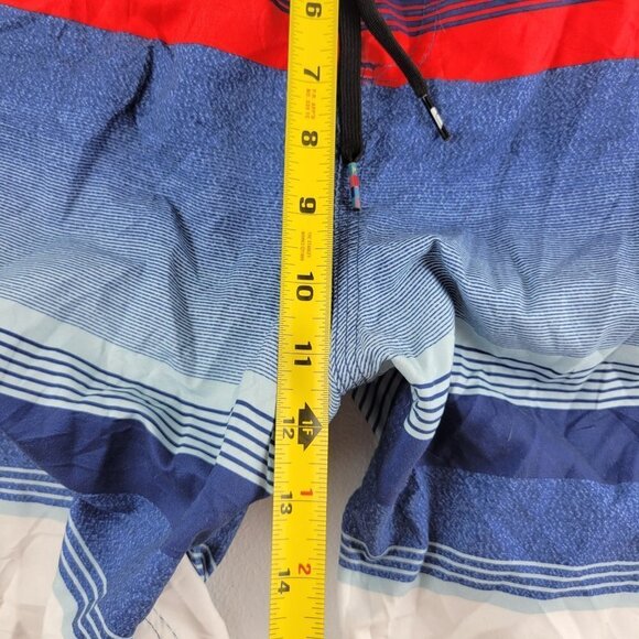 Quiksilver Stripe Boardshorts Hybrid Tie Waist Swim Lined High Rise Medium Mens - Picture 13 of 15